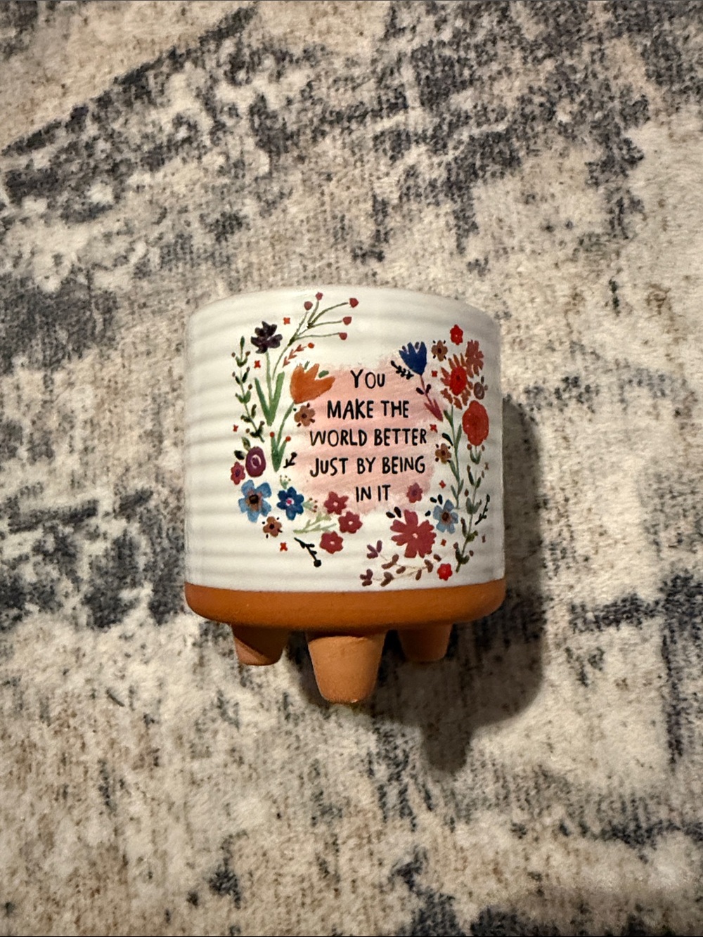 NEW! Natural life You Make the World Better Small Artisan Planter - Picture 3 of 3